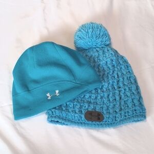 lot of 2 women's under armour blue winter hats